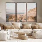 Beach Landscape Wall Art Canvas Print, Framed Sand Dune Photography, Minimalist Seascape Coastal Decor