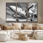 Vintage Airplane on Runway Canvas Print