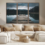Wooden Bridge Near Lake Wall Art Canvas Print