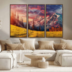 Mountain and Daylight Red Sunset Wall Art Canvas Print