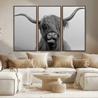 Texas Cow Wall Art Canvas, Texas Longhorn Cattle Canvas Print