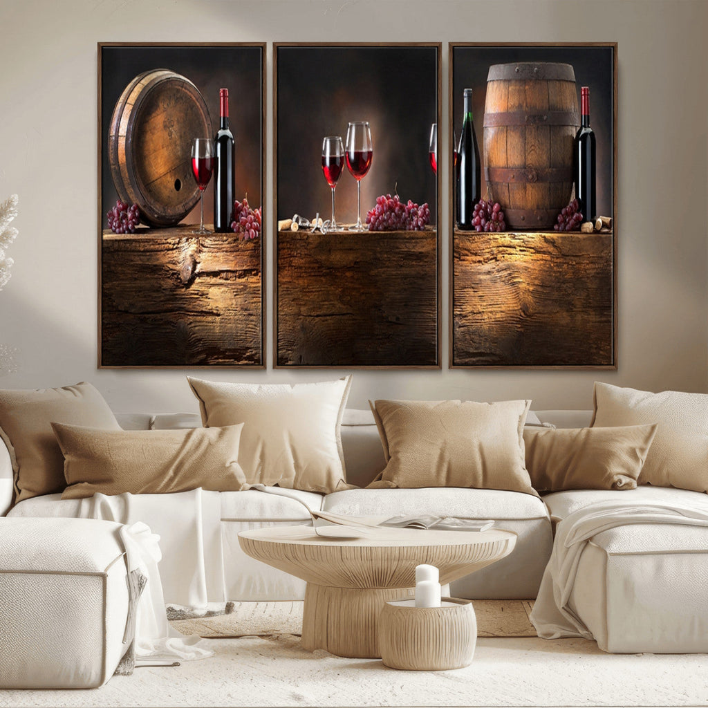 Wine and Barrels Wall Art Canvas Print