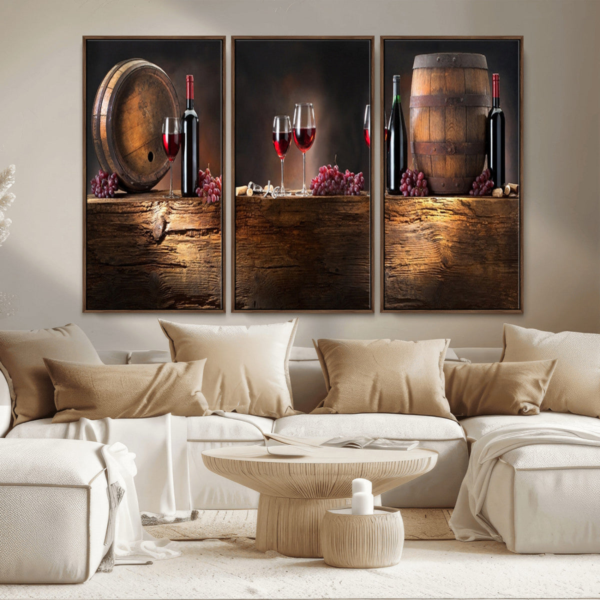 Wine and Barrels Wall Art Canvas Print