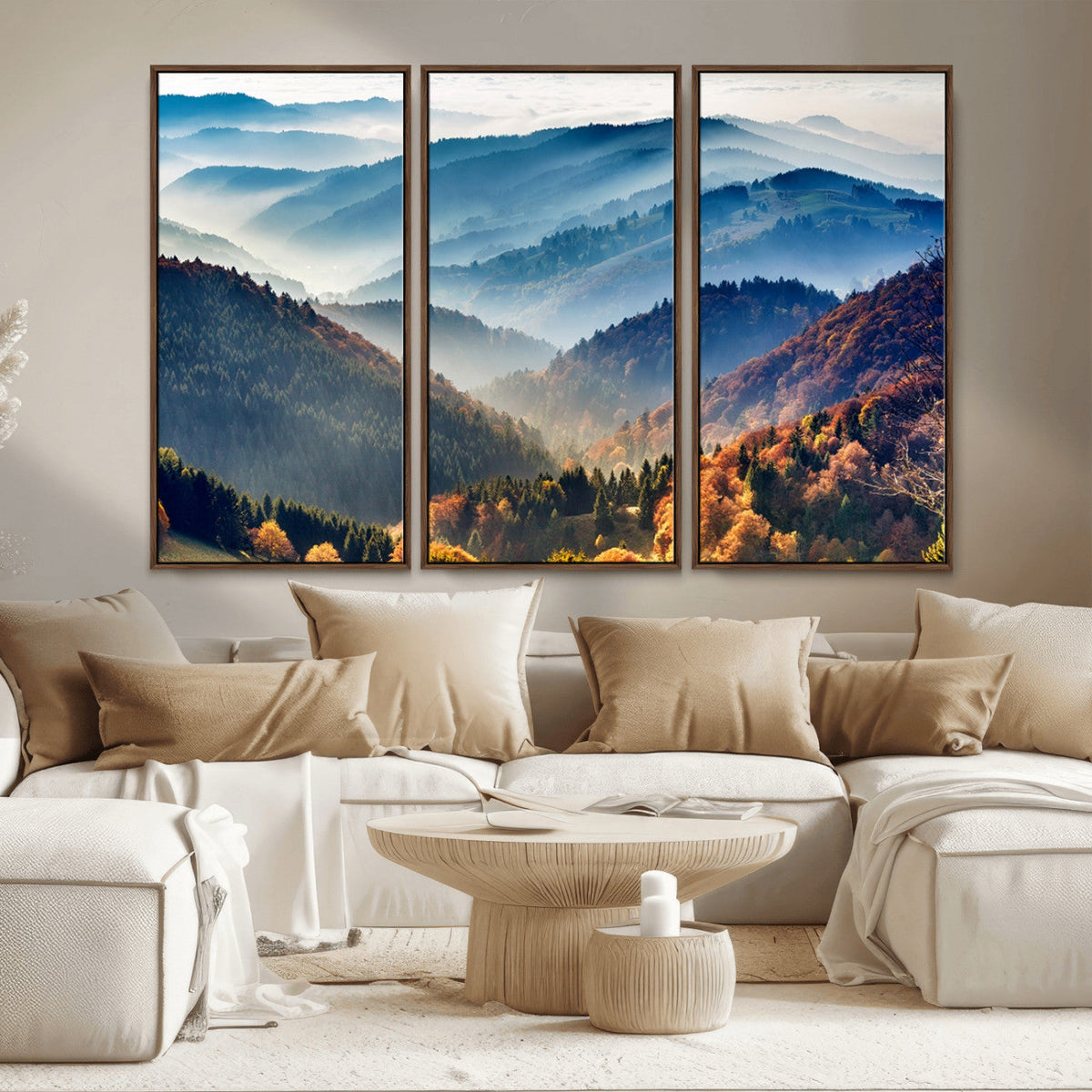 Mountains Forest Autumn Wall Art Canvas Print