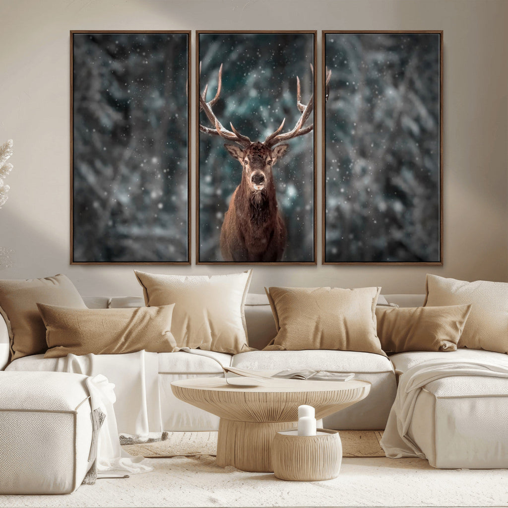 Wall Art Deer Art Animal Canvas, Framed Wall Art Deer Canvas