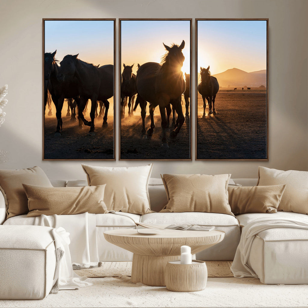 Horse Herd Wall Art Animal Canvas Print