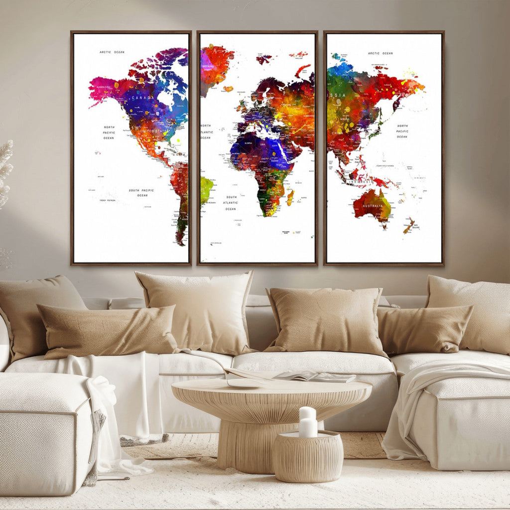 World Map Canvas Print | Detailed Map of the World Wall Art