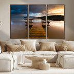 Serene Lake Pier at Sunset Canvas Print | Landscape Wall Art | Ready to Hang