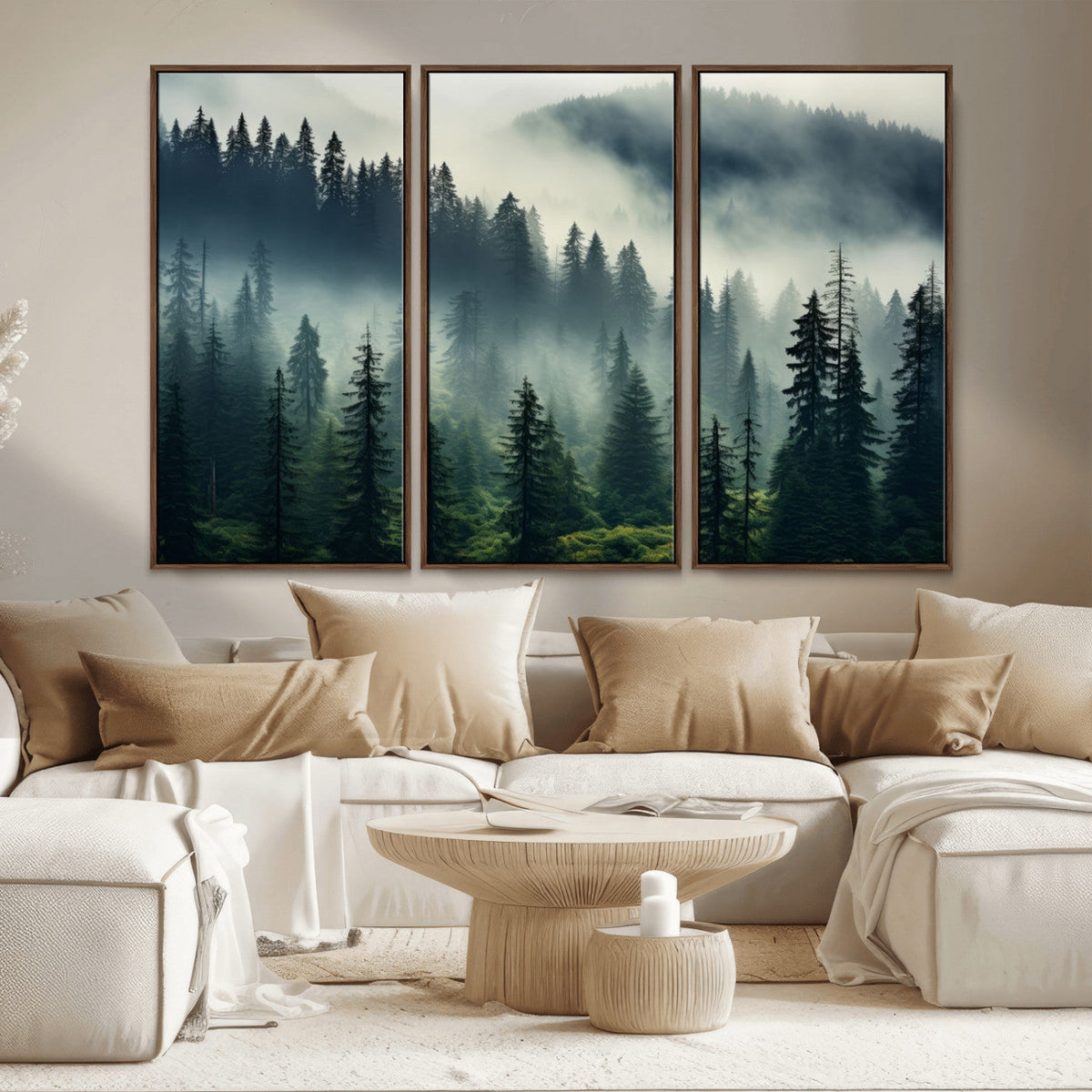Captivating Misty Forest Wall Art, Foggy and Serene Atmosphere Canvas Print
