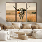 Texas Cow Wall Art Canvas Print for Farm House Wall Decor
