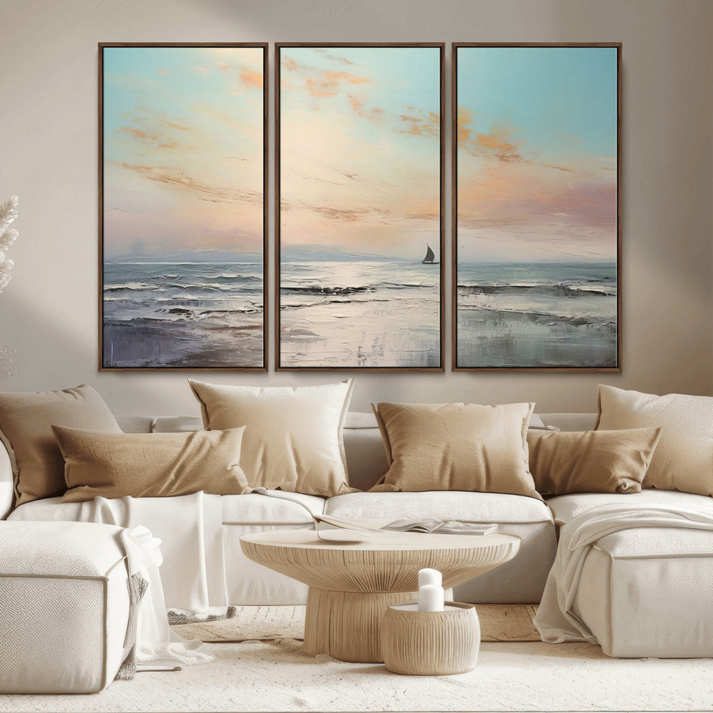 Abstract Ocean Wall Art, Boat Wall Art Canvas Print