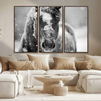 Black and White Horse Winter Wall Art, Ready to Hang