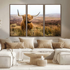 Scottish Highland Cow Canvas Wall Art, Rustic Farmhouse Decor
