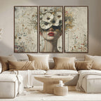 Abstract Floral Women Pastel Wall Art Canvas Print