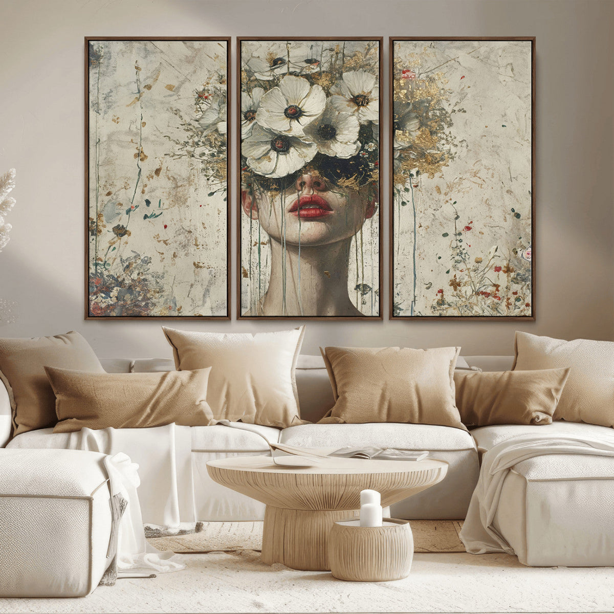 Abstract Floral Women Pastel Wall Art Canvas Print