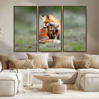 Heartwarming Fox and Baby Cub Wall Art | Canvas Print of Foxes in Nature