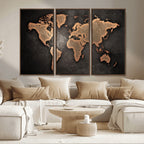 World Map Canvas Print | Framed Travel Map Wall Art for Couples