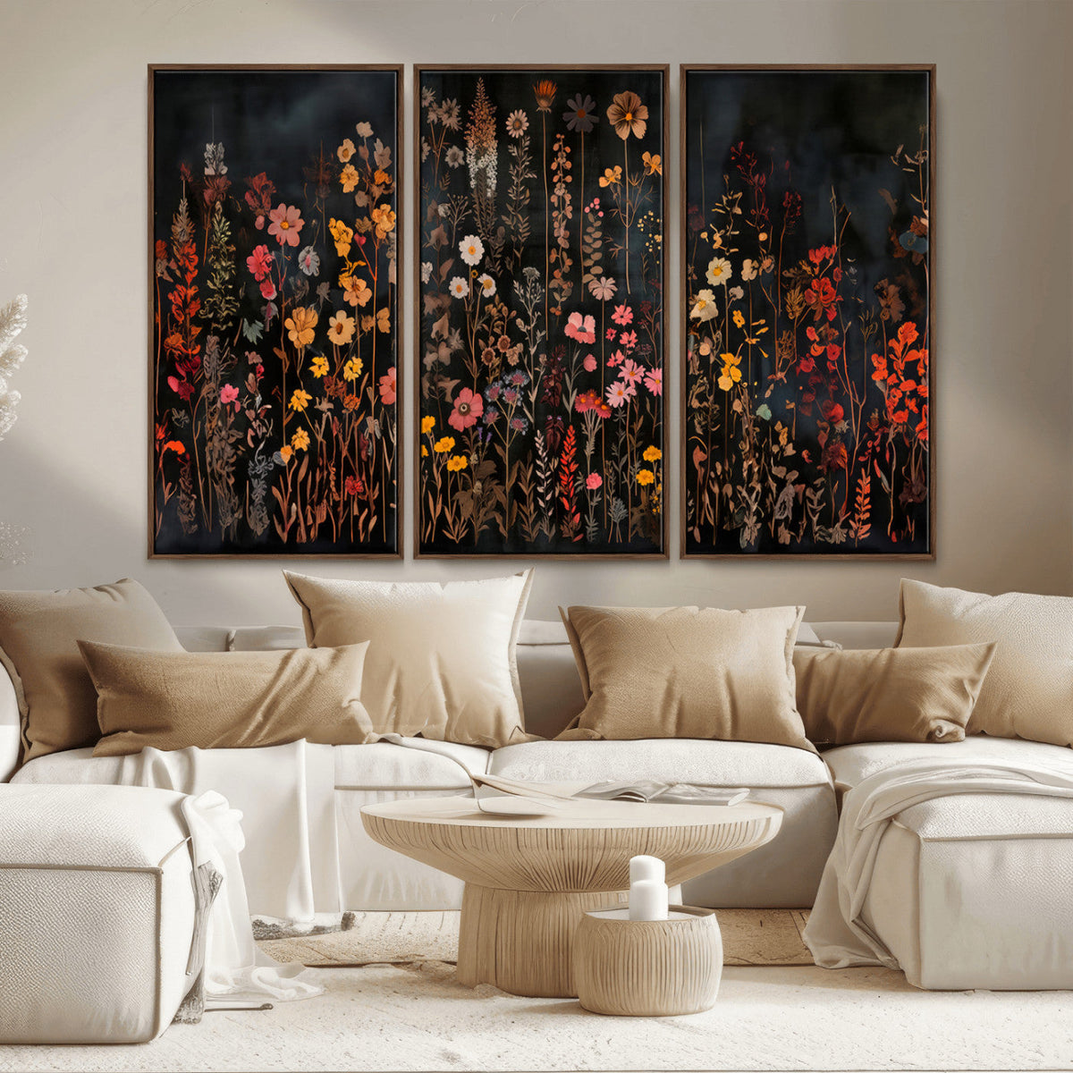Large Floral Painting Print Illustration Flowers Canvas Wall Art