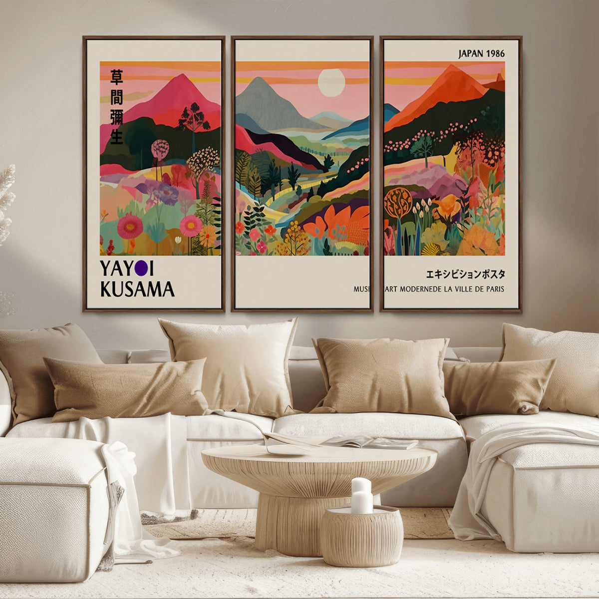Yayoi 1986 Wall Art Print, Vibrant Wabi Sabi Japanese Abstract Design
