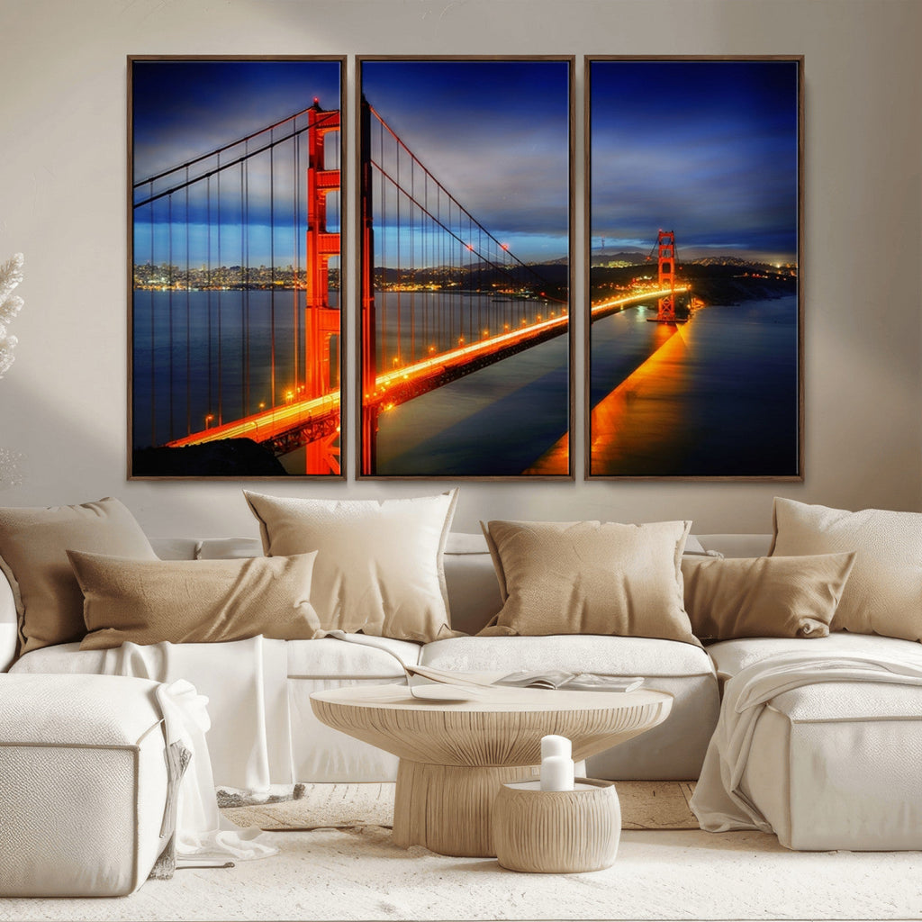 Large Wall Art San Francisco Canvas Print - Wonderful Golden Gate Bridge at Twilight