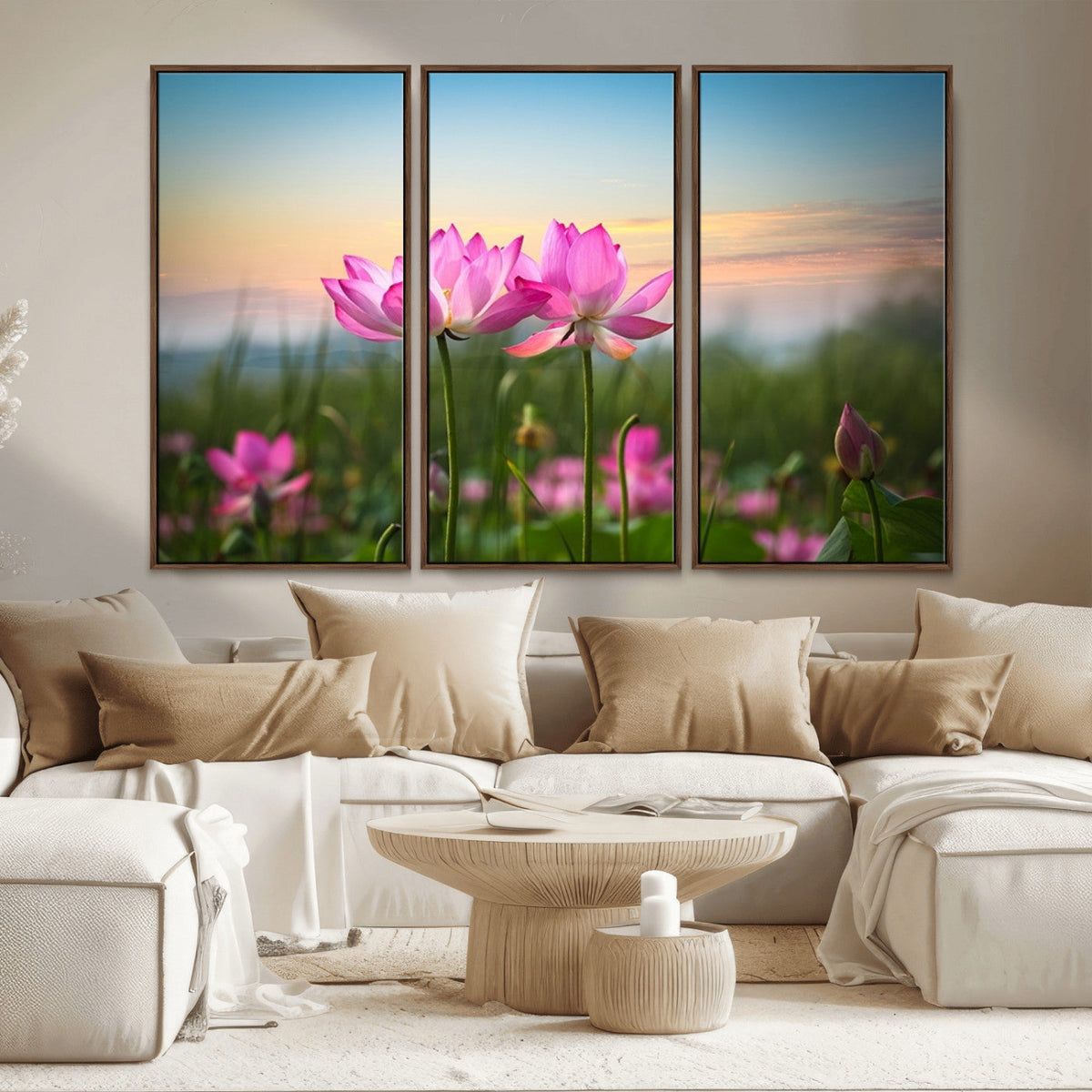 Pink Flower on the Mountain Canvas Print, Framed Pink Flower Canvas Wall Art