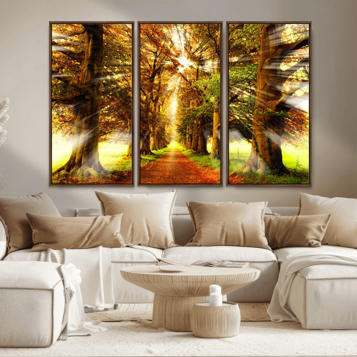 Sunshine in Forest and Trees Wall Art Canvas Print