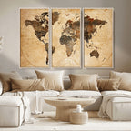 Push Pin World Map Canvas Print | Framed Travel Tracker Wall Art