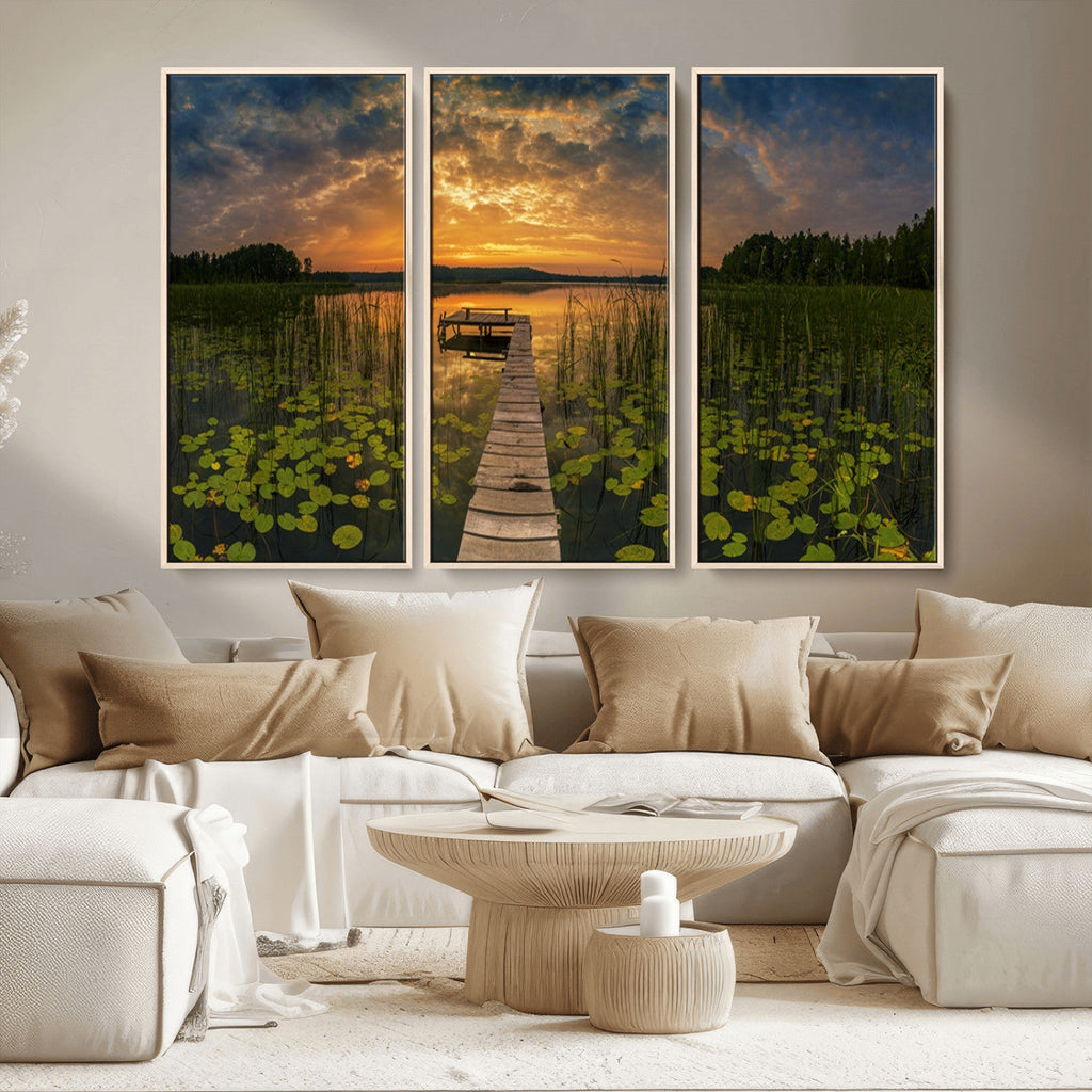 Lake and Flower Wall Art Canvas Print