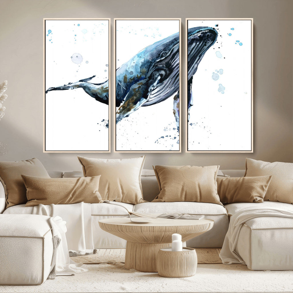 Watercolor Whale Wall Art Canvas Print