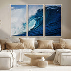 Ocean Wave at Sunset Canvas Art, Large Wall Print of Vibrant Water Waves