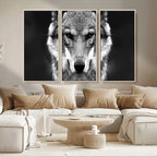 Black and White Wild Wolf Wall Art Canvas Print