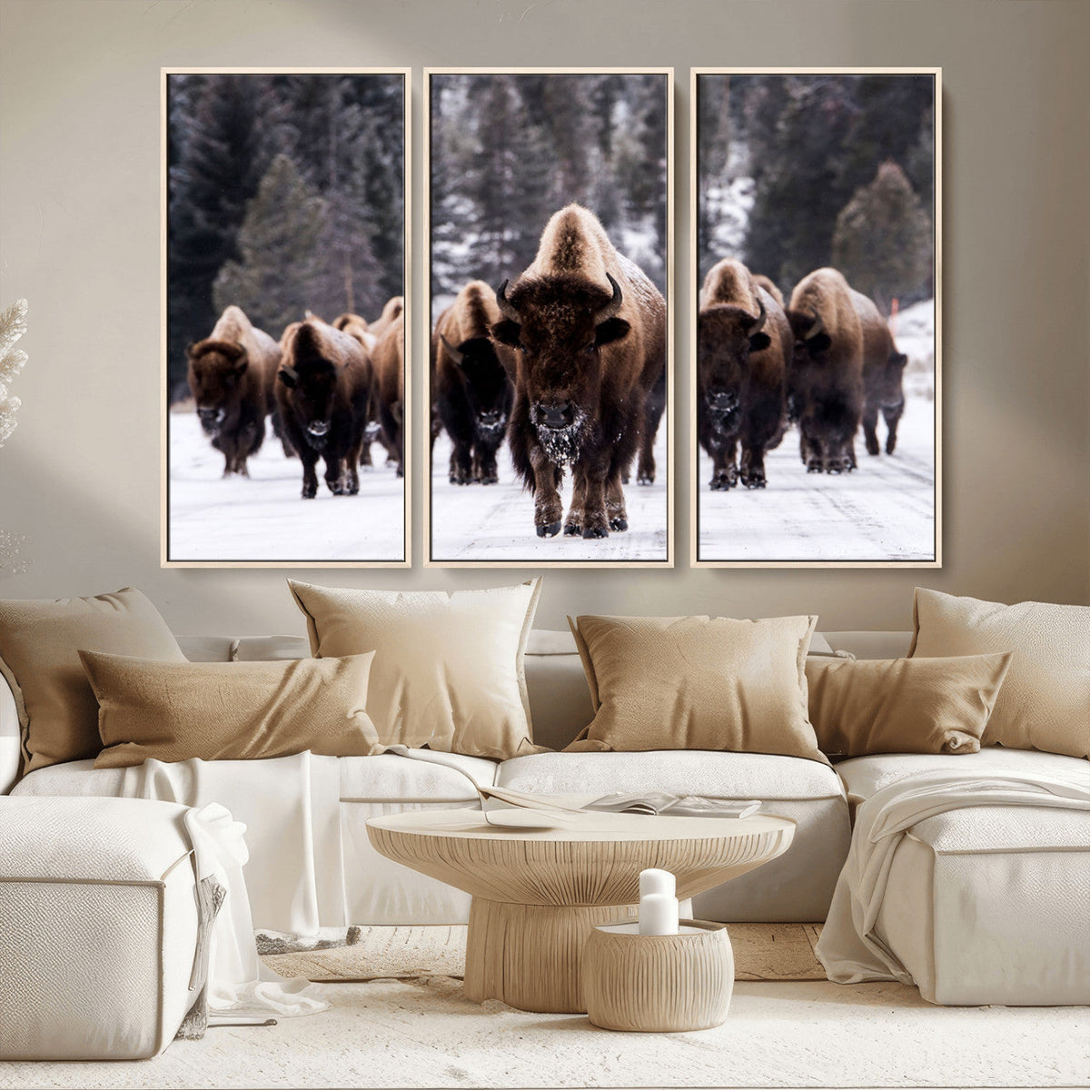 Bison Wall Art Canvas Print, Bison Herd Canvas Wall Art