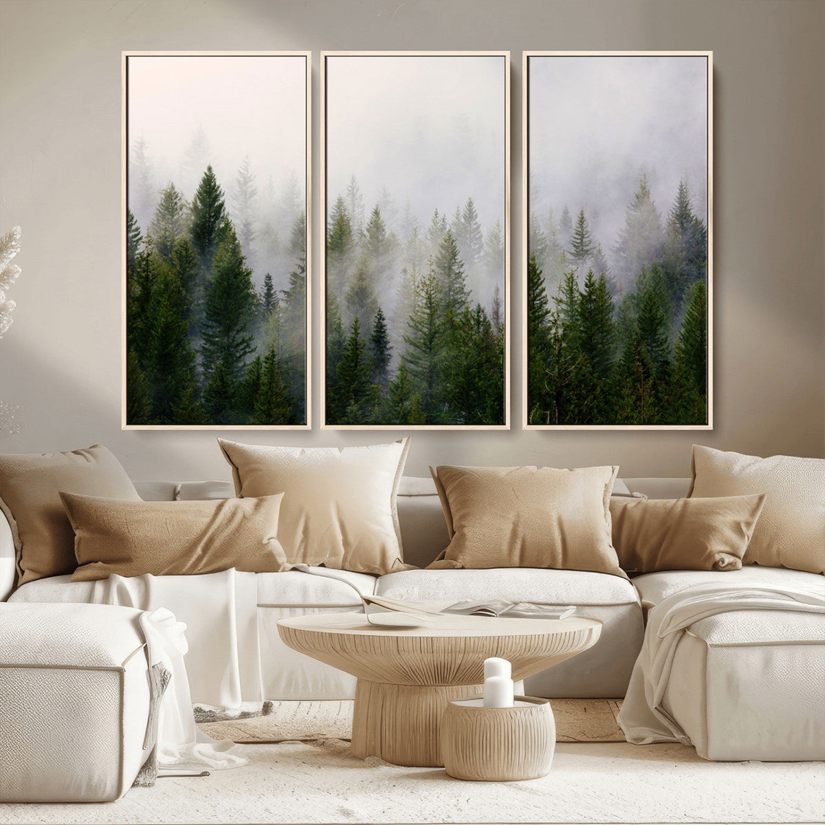 Forest Wall Art Canvas Print | Foggy Forest Wall Art | Pine Wood Forest Print