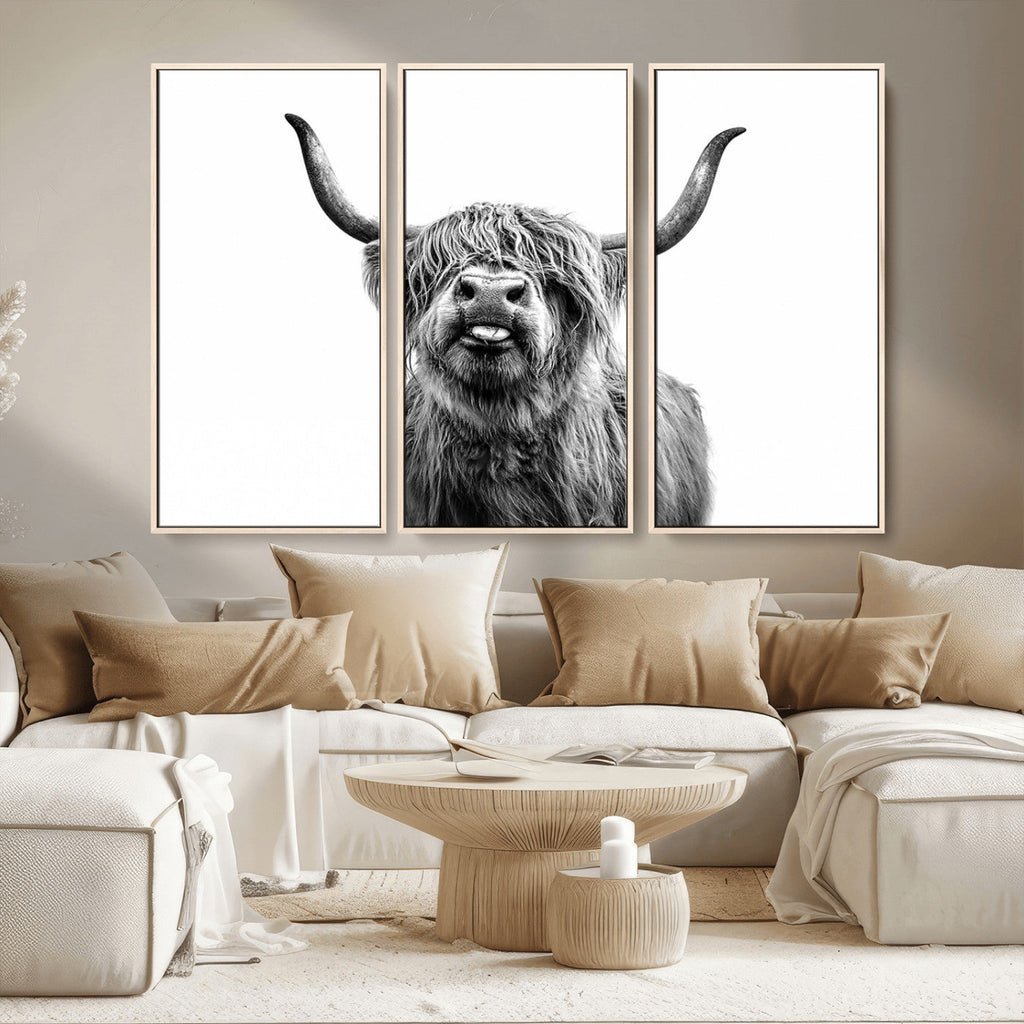 Fanny Scottish Highland Cow Cattle Art Print Farmhouse Wall Art Canvas Print