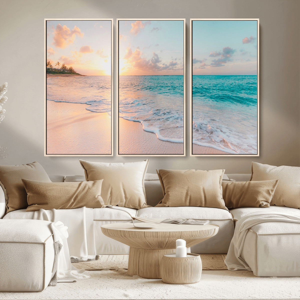 Beach Wall Art, Stunning Ocean Sunset Canvas Print with Coastal Design for Relaxing Home Decor