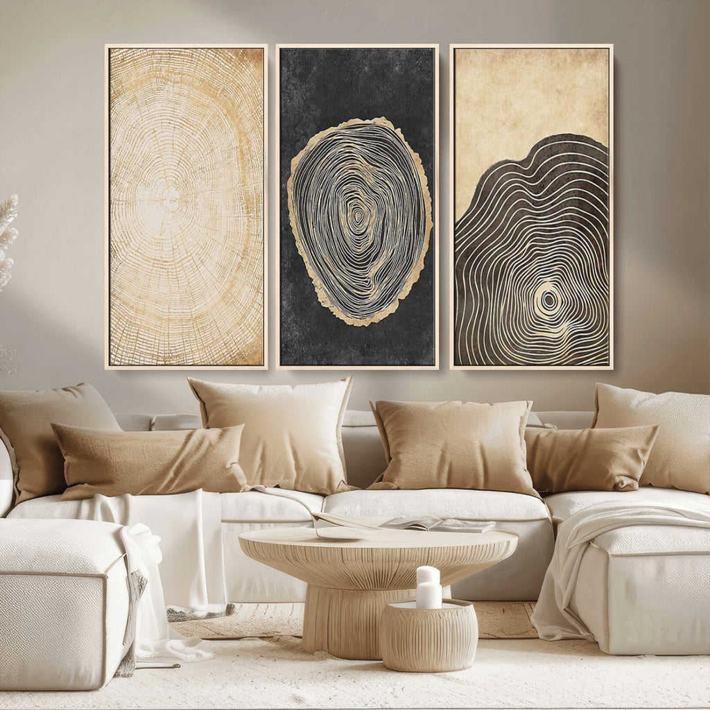 Tree Rings Canvas Wall Art Print, Minimalist Natural History in Modern Decor