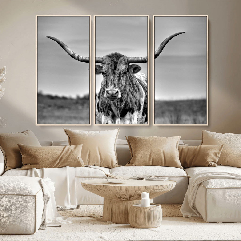Texas Longhorn Cow Wall Art, Texas Longhorn Canvas, Cattle