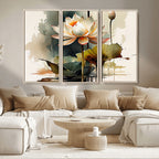 Lotus Flower Watercolor Canvas Print | A Symbol of Serenity and Growth in Soft Watercolors