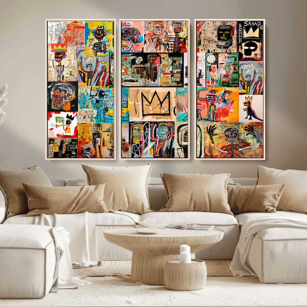 Abstract Art Collage Wall Art Canvas Print, Urban Graffiti Style