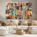 Abstract Art Collage Wall Art Canvas Print, Urban Graffiti Style