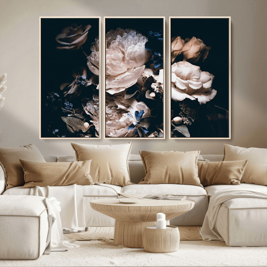 Pink Peonies Flowers Large Canvas Art Print