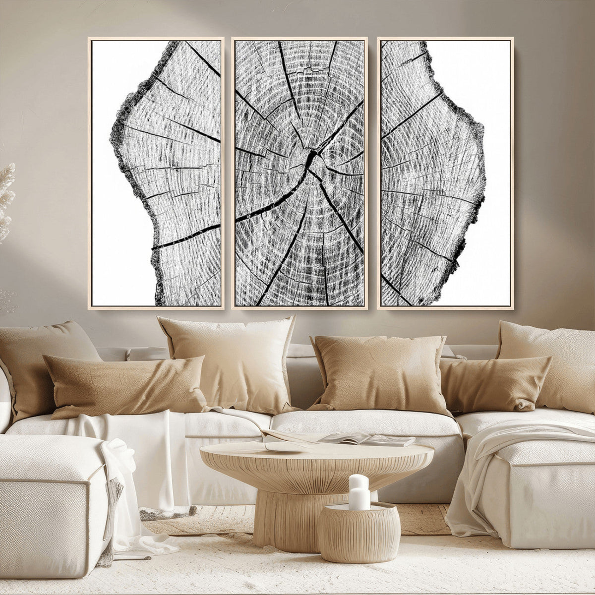 Rustic Tree Ring Wall Art Canvas Print, Framed and Ready to Hang