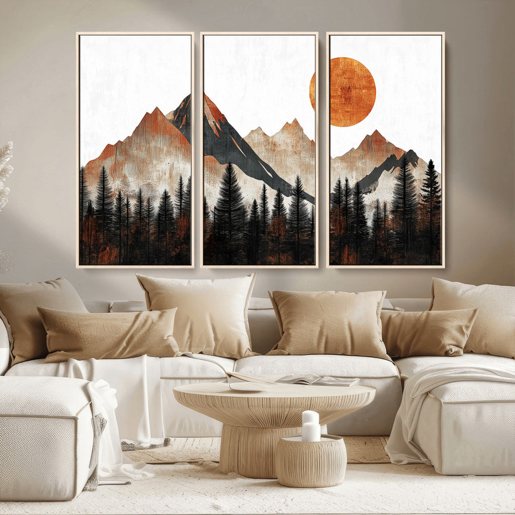 Modern Abstract Mountain Canvas Wall Art Print