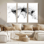 Abstract World Map Wall Art | Framed Geometric Line Canvas