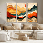 Abstract Mountain Wall Art | Framed Colorful Landscape Canvas