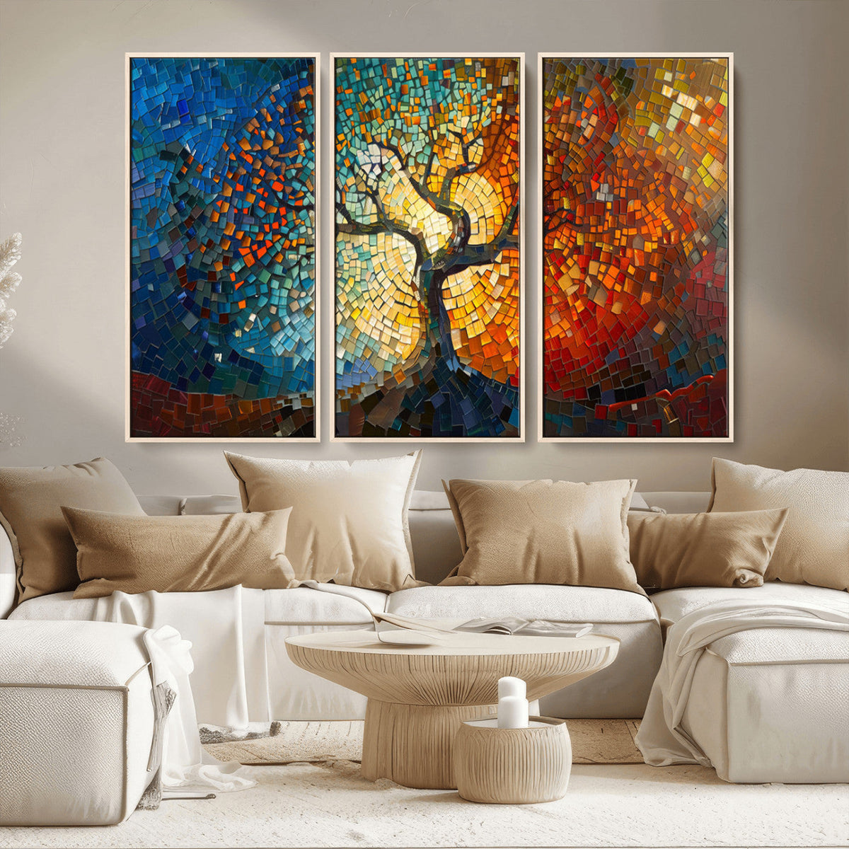 Yggdrasil Tree of Life Mosaic Stained Glass Wall Art Canvas Print