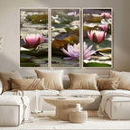 Lotus Flower Wall Art Canvas Print, Water Lily Large Wall Art for Yoga Room Decor