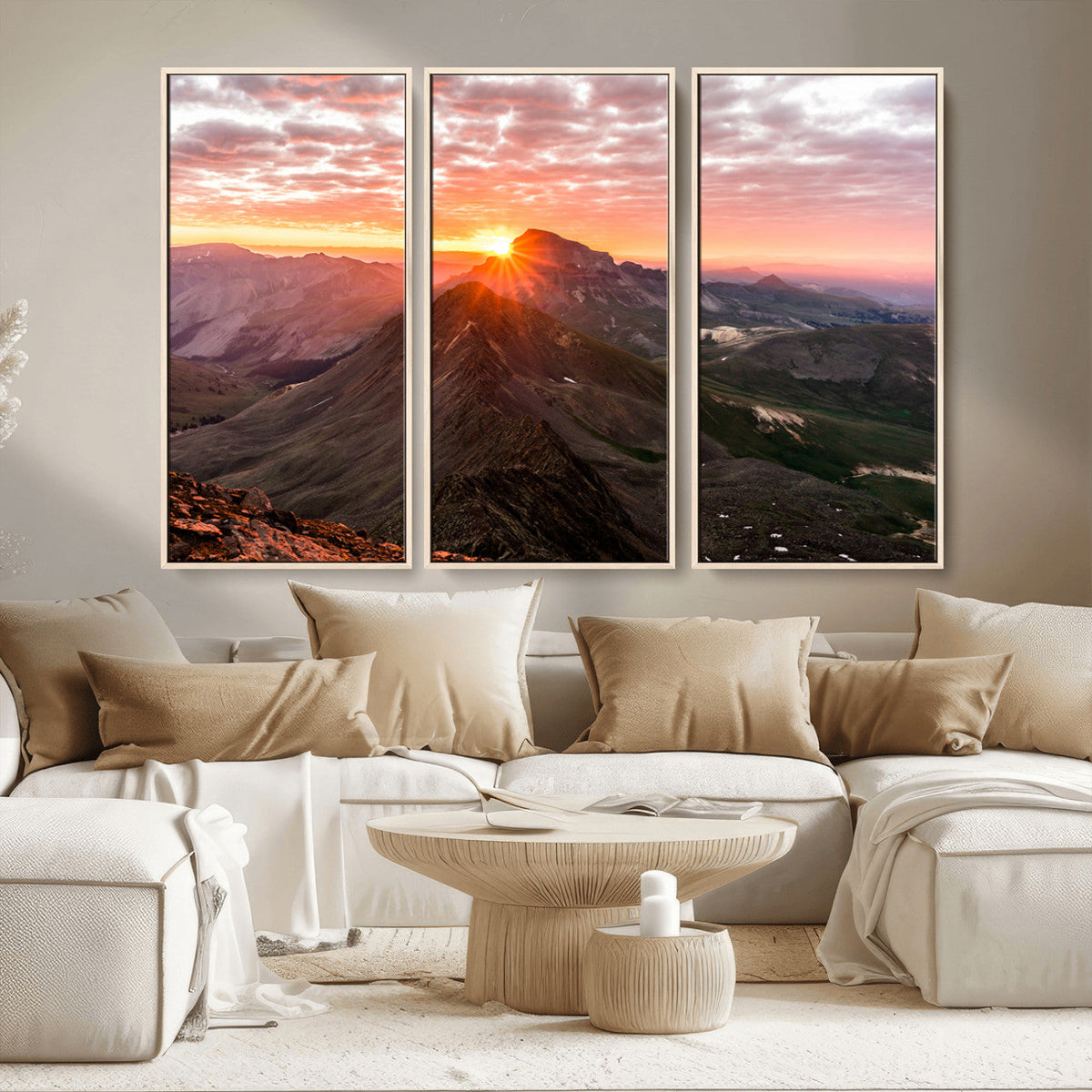 Mountain Sunrise Wall Art | Framed Alpine Ridge Canvas