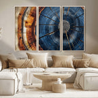Framed Abstract Tree Ring Wall Art Print, Natural Rustic Wood Grain Canvas Print