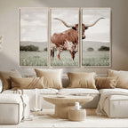 Texas Longhorn Wall Art | Framed Spotted Cattle Canvas